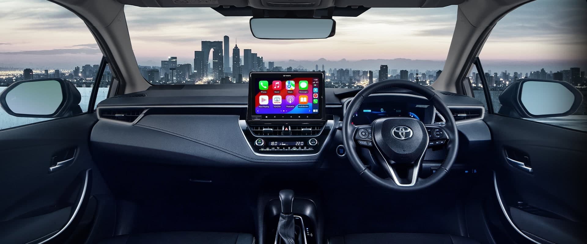 Ruang dalam Toyota Corolla, dashboard dan panel kawalan