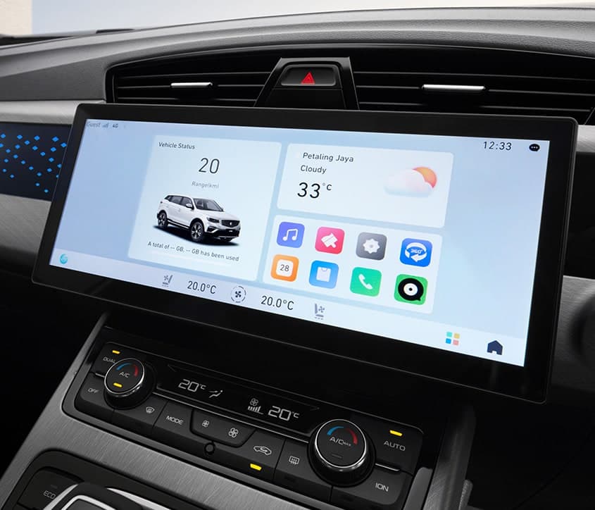 Skrin infotainment Proton X70