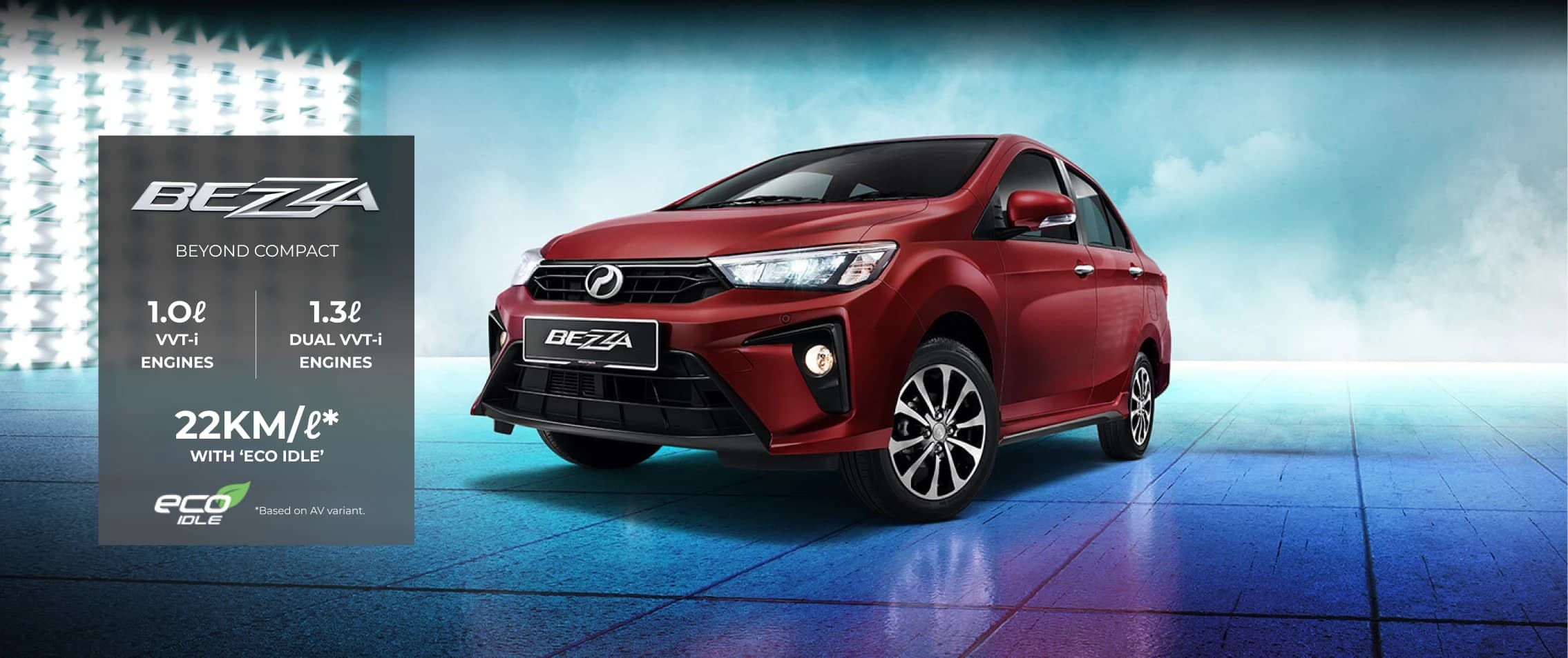 Perodua Bezza, pandangan hadapan tiga suku