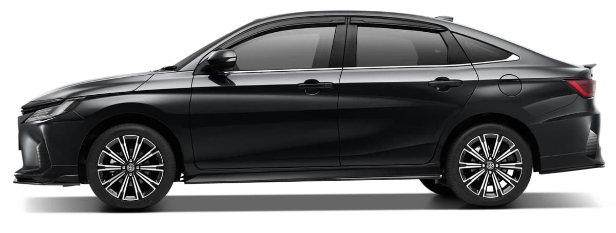 Toyota Vios warna Attitude Black Mica, pandangan sisi