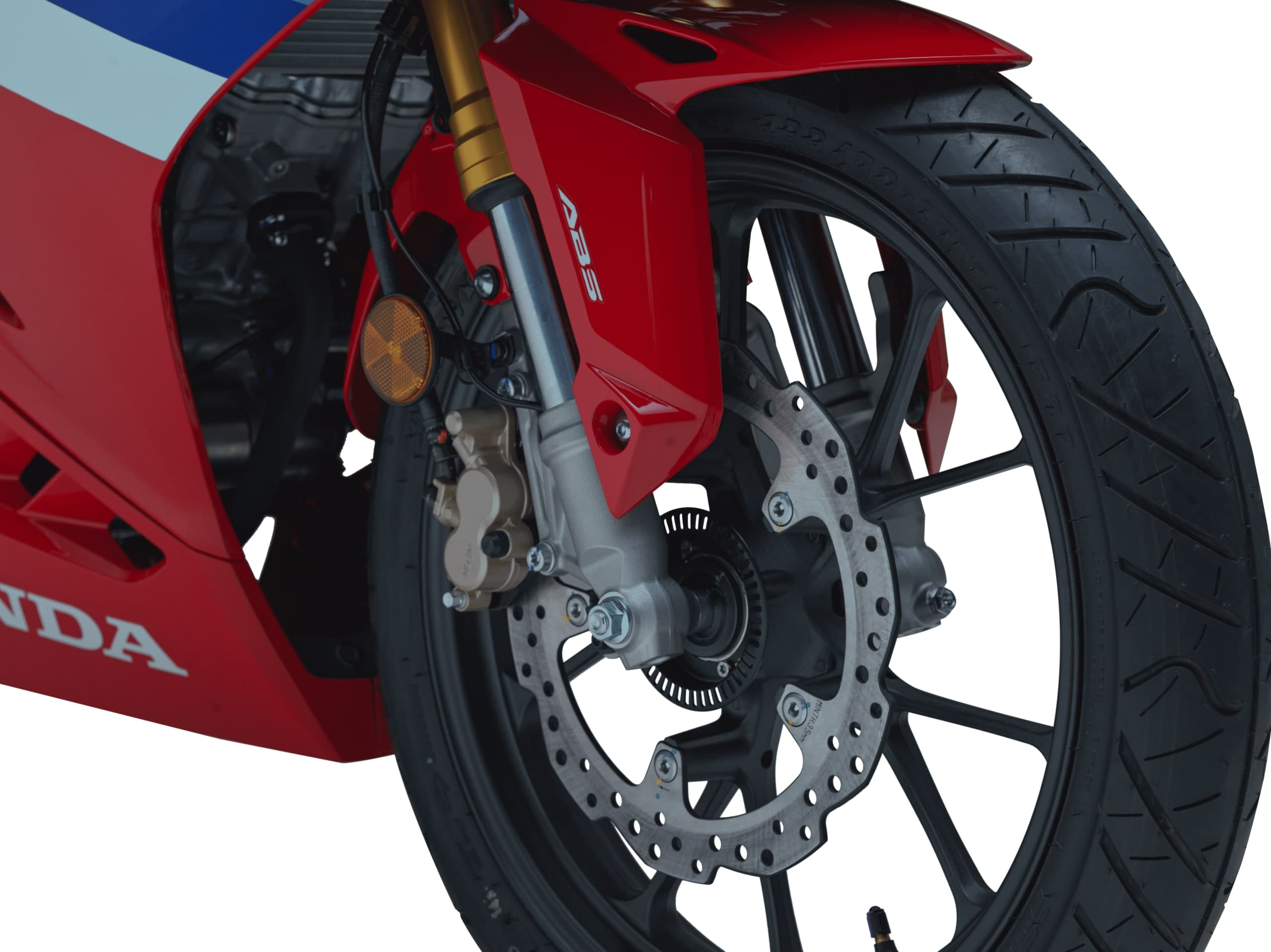 Roda hadapan, garpu terbalik dan cakera brek Honda CBR150R tricolor